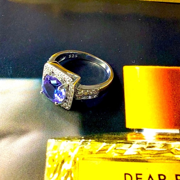 Sterling Silver Geometric Alexandrite & Topaz Stones Ring - Picture 2 of 5